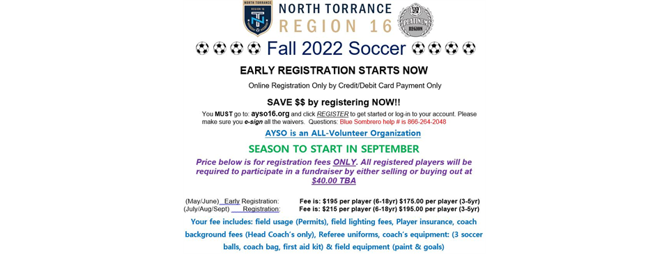 Early Fall 2022 Registration