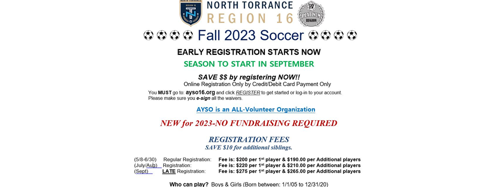 Fall Season 2023 is now Open