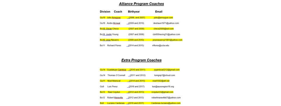 Coaches Info